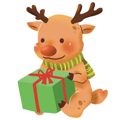 reindeer with gift