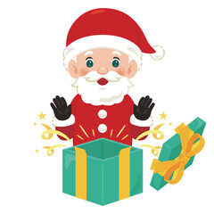 プレゼントの箱を開けるサンタクロース