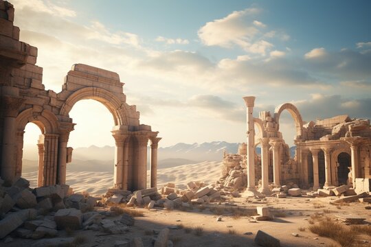 ruins of ancient roman forum, Generative AI