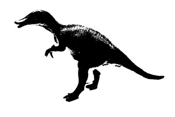 black dinosaur silhouette isolated on white background, model of dinosaurs toys © sutichak