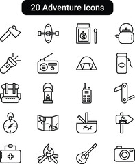 20 Adventure icons LIne