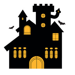 halloween castle black illustration