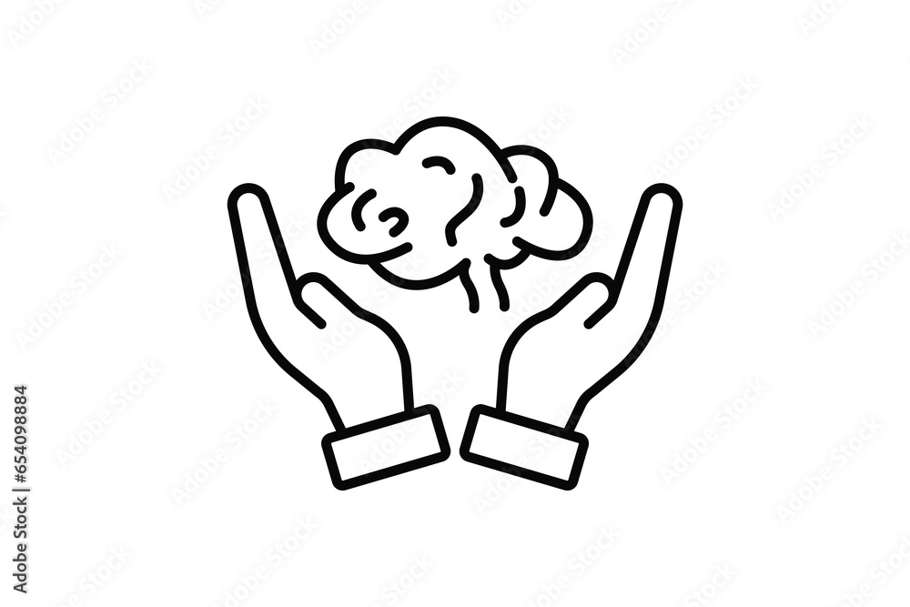 Aufkleber thinking icon. hand with brain. icon related to critical thinking. suitable for web site design, app