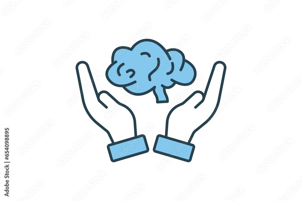 Aufkleber thinking icon. hand with brain. icon related to critical thinking. suitable for web site design, app