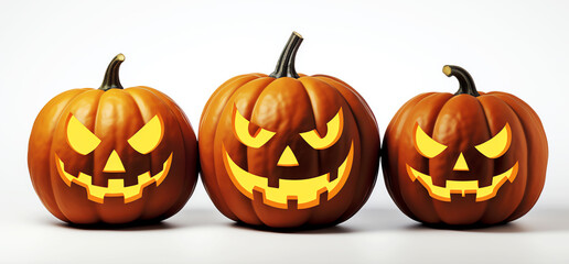 Three halloween pumpkins, AI generated