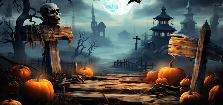 view of halloween decor, AI generated