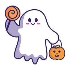 halloween kawaii ghost and candies