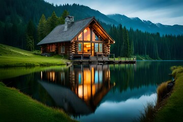 Fototapeta premium house on the lake