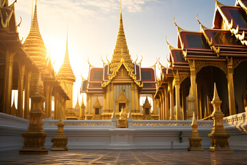 Thai golden temples sun rise