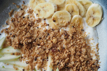 Breakfast Granola Bowl With Banana And honey