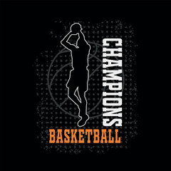 new concept vector on the theme of basketball,CHAMPION BASKETBALL. Vintage design. lines background. Sport typography, t-shirt graphics, poster, banner, flyer, print and postcard,etc