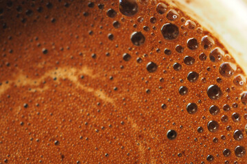 top view of expresso with bubble on white background 