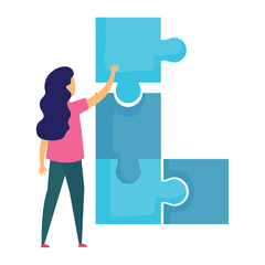 puzzle pieces and woman