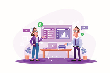 Meeting Business Presentation Vector Illustration