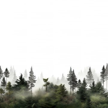 fir trees grey colors forest on white background