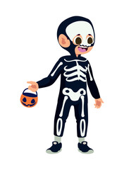 halloween disguised skeleton boy
