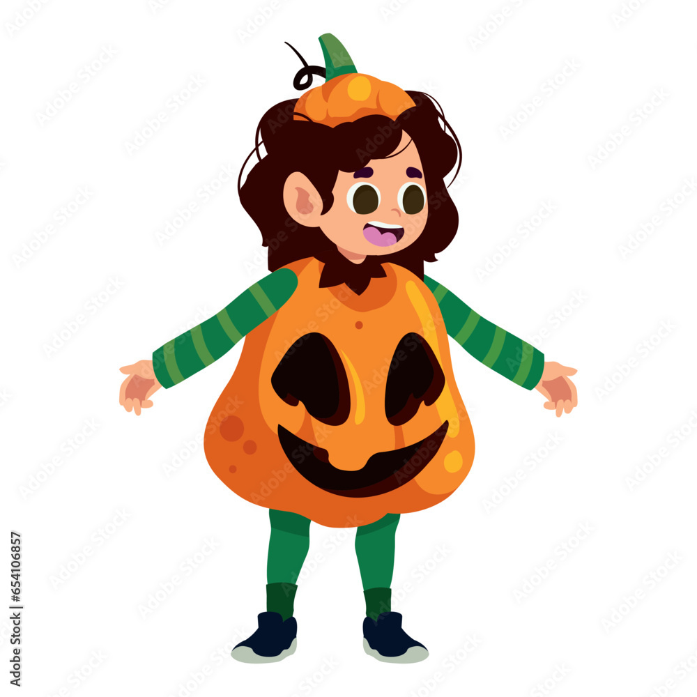 Canvas Prints halloween kid disguised pumpkin