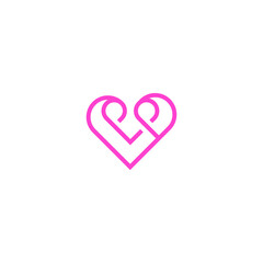 Affectionate Couple Embracing with Heart Shaped Pink Cut Out on White Background