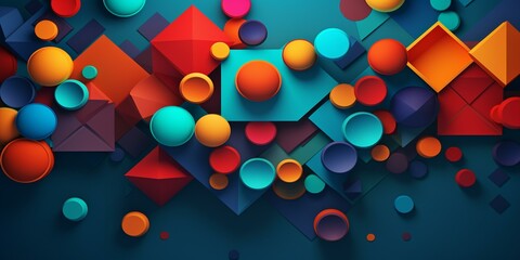 geometric colorful 3d shape pattern background - obrazy, fototapety, plakaty