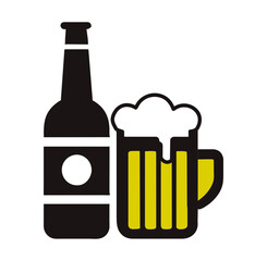 glass of beer and bottle