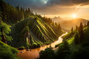 waterfall in the forest sunset over the lake sunrise over the mountains mountain river in the forest sunset in the forest sunset on the mountain desert beauty nature 