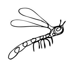 simple vector doodle sketch dragonfly single one line art, continuous