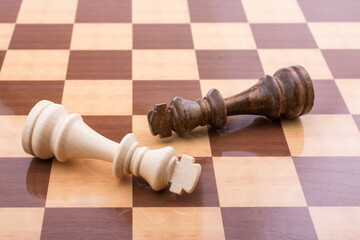 Chess board with chess pieces