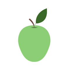 A whole green apple with a leaf, an icon.isolated on a white background.Vector illustration for juice and textile designs.