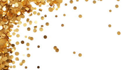 Gold and white confetti luxurious background with bokeh and shimmering sparkles