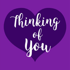 Digital png illustration of heart with thinking of you text on transparent background