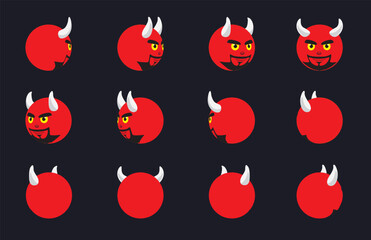 Halloween Ball Head Animation Sequence Devil Satan Cartoon Vector