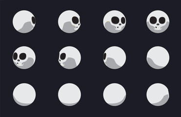 Halloween Ball Head Animation Sequence Devil Satan Cartoon Vector Skull