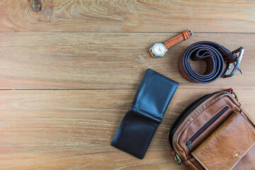 belt on wooden background