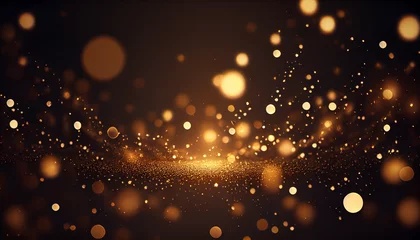 Foto op Canvas Golden light shine particles bokeh on dark background, Ai generated image © Trendy Three