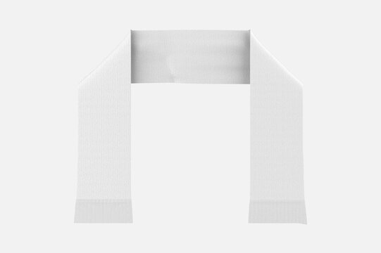 soccer scarf mockup. Empty season euro fan clothing mock up, isolated. Clear accessory muffler for football supporter mokcup template.  3d illustration