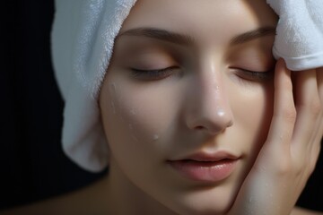 Obraz na płótnie Canvas Closeup portrait of a woman clean face with perfect skin.