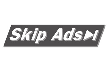 Skip Ad button. Video block icon for advertising. App template for interface. Vector
