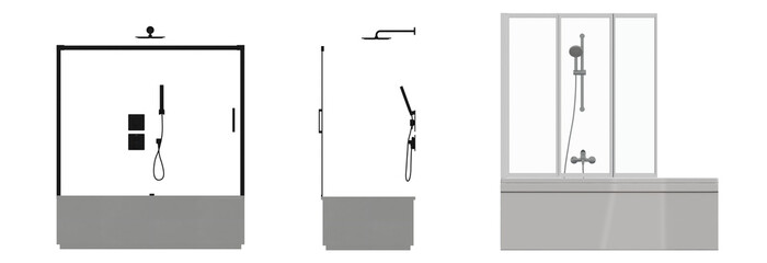 bathtub isolated on a white background, 3D illustration, and a CG render