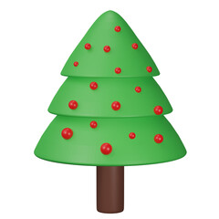 3D Render. Christmas trees isolaed on transparent background. png file. Holiday elements