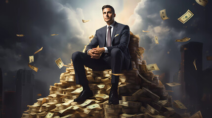 a successful businessman who makes money and winner 