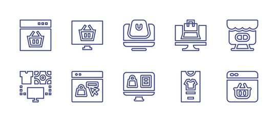 Ecommerce line icon set. Editable stroke. Vector illustration. Containing online shopping, sale, online store, online pharmacy, ecommerce.