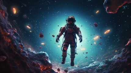 astronaut floating in space