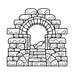 Stone Work Masonry Logo Monochrome Design Style - obrazy, fototapety, plakaty