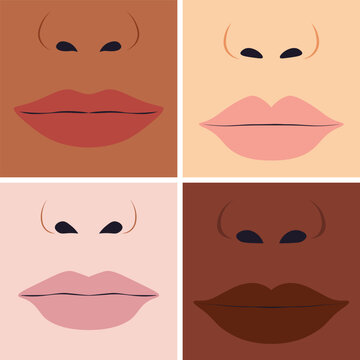 Lips on different skin tone