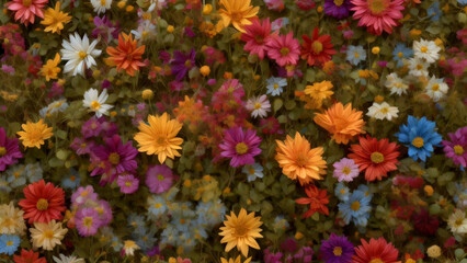 Fototapeta na wymiar Colorful flowers in the garden (wallpaper/background)