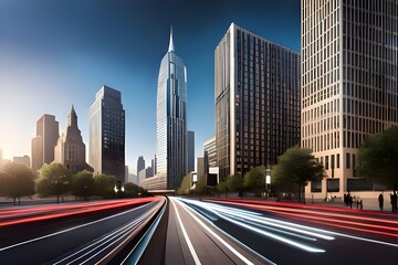 Fototapeta na wymiar Discover a smart city with AI traffic systems and seamless autonomous vehicle navigation.