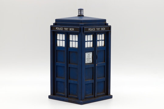 Bologna - Italy - September 27, 2023: Police call box. Tardis from Doctor Who.