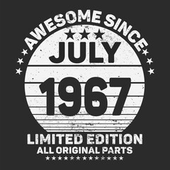 Awesome Since 1967. Vintage Retro Birthday Vector, Birthday gifts for women or men, Vintage birthday shirts for wives or husbands, anniversary T-shirts for sisters or brother