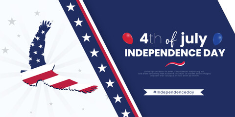 4th of july USA Independence Day Red Blue White Background Social Media Banner Design Free Vector