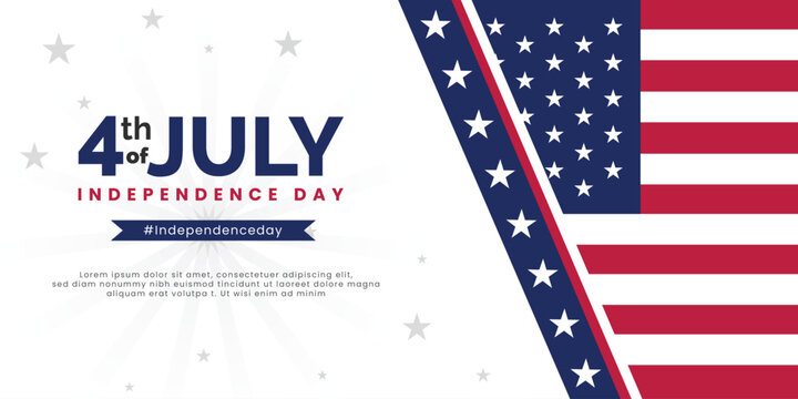 Happy USA Independence Day 4th of july Red Blue White Background Social Media Banner Design Free Vector